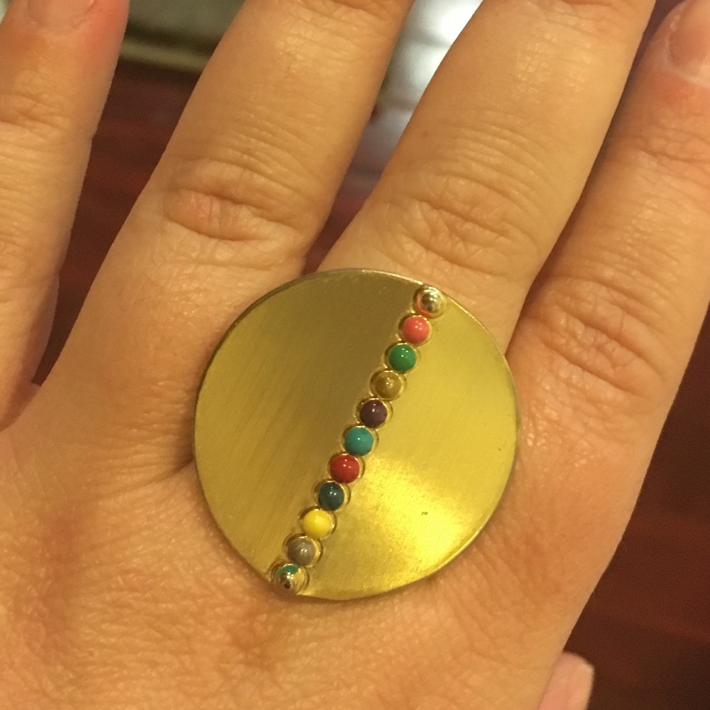 Gold colored dots modern ring